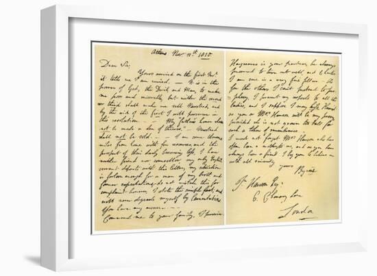 Letter from Lord Byron to John Hanson, 11th November 1810-George Gordon Byron-Framed Giclee Print