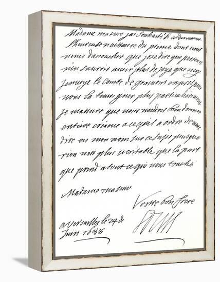 Letter from Louis Xiv to Mary of Modena, Congratulating Her on the Birth of a Prince, James…-null-Framed Premier Image Canvas