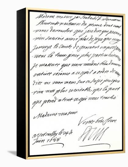 Letter from Louis Xiv to Mary of Modena, Congratulating Her on the Birth of a Prince, James…-null-Framed Premier Image Canvas