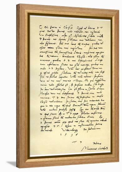 Letter from Martin Luther to Thomas Cromwell, 9th April 1536-Martin Luther-Framed Premier Image Canvas