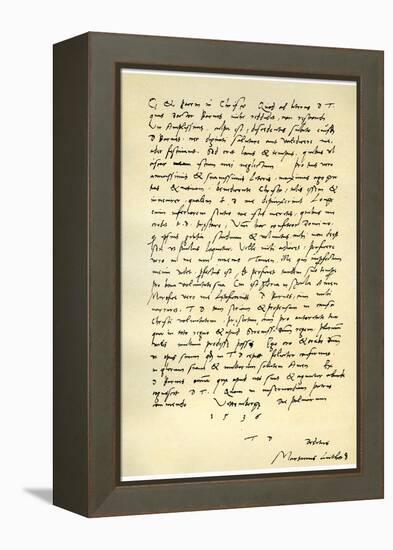 Letter from Martin Luther to Thomas Cromwell, 9th April 1536-Martin Luther-Framed Premier Image Canvas