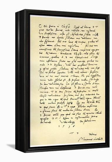 Letter from Martin Luther to Thomas Cromwell, 9th April 1536-Martin Luther-Framed Premier Image Canvas