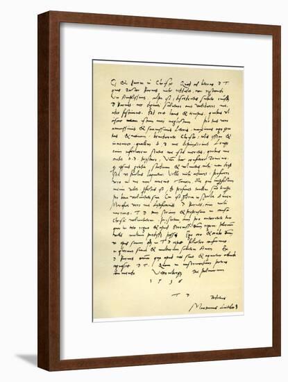 Letter from Martin Luther to Thomas Cromwell, 9th April 1536-Martin Luther-Framed Giclee Print