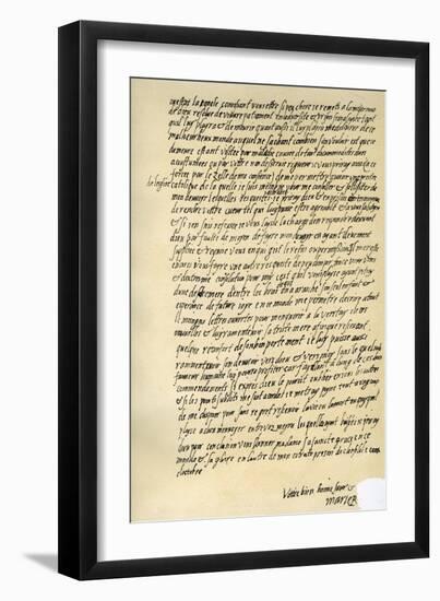 Letter from Mary Queen of Scots to Queen Elizabeth I, Sheffield, 29 October 1571-null-Framed Giclee Print