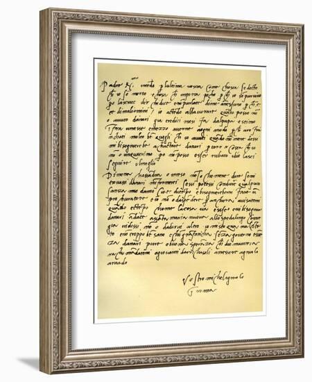 Letter from Michelangelo Buonarroti to His Father, June 1508-Michelangelo Buonarroti-Framed Giclee Print