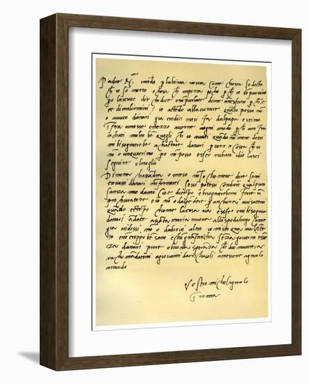 Letter from Michelangelo Buonarroti to His Father, June 1508-Michelangelo Buonarroti-Framed Giclee Print