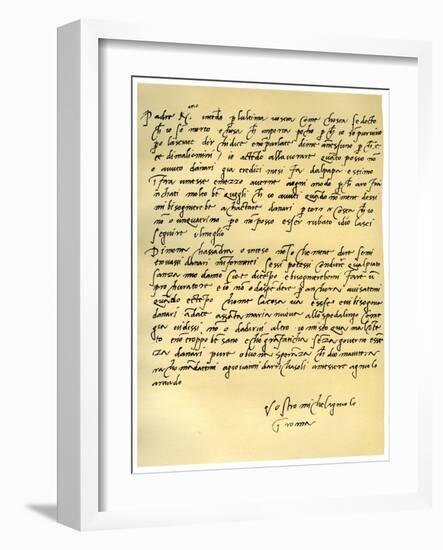 Letter from Michelangelo Buonarroti to His Father, June 1508-Michelangelo Buonarroti-Framed Giclee Print