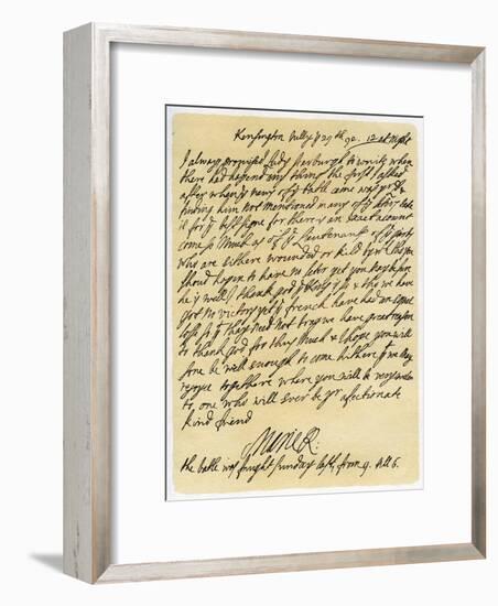 Letter from Queen Mary II to Frances Lumley, 29th July 1692-null-Framed Giclee Print