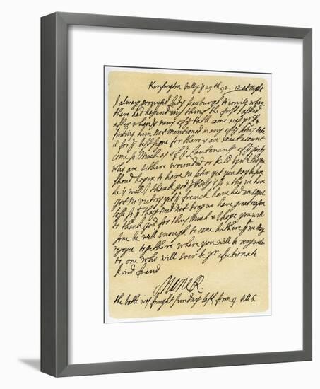 Letter from Queen Mary II to Frances Lumley, 29th July 1692-null-Framed Giclee Print