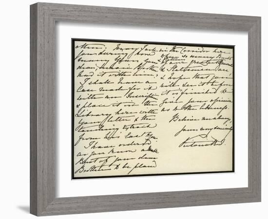 Letter from Queen Victoria to Mary Augusta Gordon, Windsor Castle, 16th March 1885-null-Framed Giclee Print