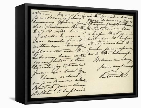 Letter from Queen Victoria to Mary Augusta Gordon, Windsor Castle, 16th March 1885-null-Framed Premier Image Canvas