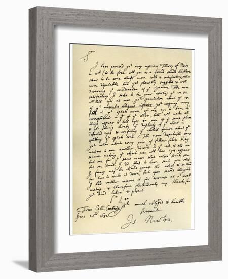 Letter from Sir Issac Newton to William Briggs, 20th June 1682-Sir Isaac Newton-Framed Giclee Print