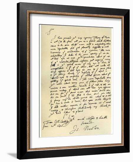 Letter from Sir Issac Newton to William Briggs, 20th June 1682-Sir Isaac Newton-Framed Giclee Print