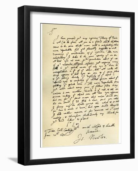 Letter from Sir Issac Newton to William Briggs, 20th June 1682-Sir Isaac Newton-Framed Giclee Print