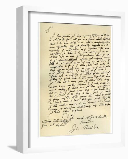 Letter from Sir Issac Newton to William Briggs, 20th June 1682-Sir Isaac Newton-Framed Giclee Print