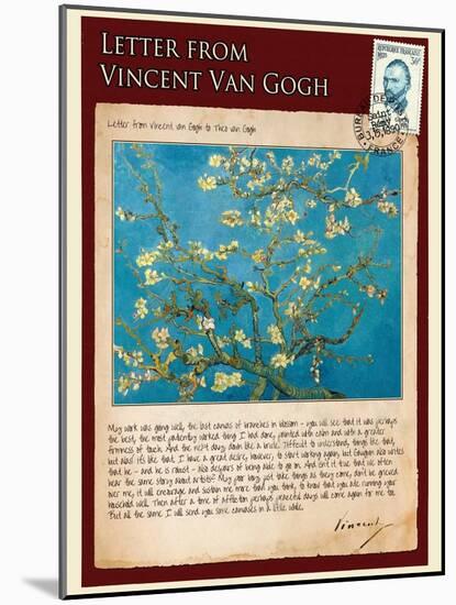 Letter from Vincent: Almond Blossom, C1890-Vincent van Gogh-Mounted Giclee Print