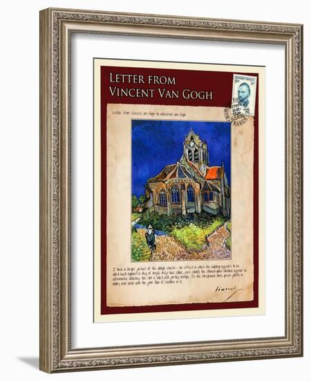 Letter from Vincent: Church at Auvers, C1890-Vincent van Gogh-Framed Giclee Print