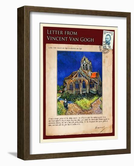 Letter from Vincent: Church at Auvers, C1890-Vincent van Gogh-Framed Giclee Print