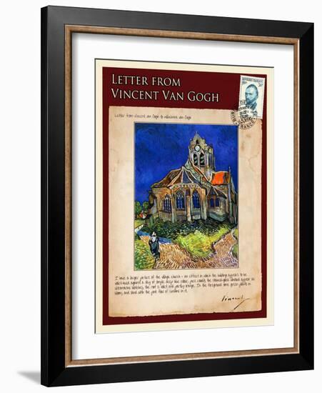 Letter from Vincent: Church at Auvers, C1890-Vincent van Gogh-Framed Giclee Print