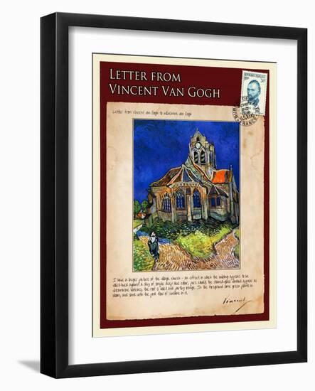 Letter from Vincent: Church at Auvers, C1890-Vincent van Gogh-Framed Giclee Print