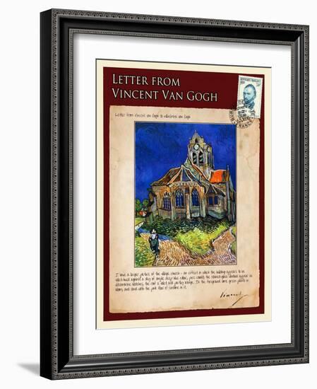 Letter from Vincent: Church at Auvers, C1890-Vincent van Gogh-Framed Giclee Print