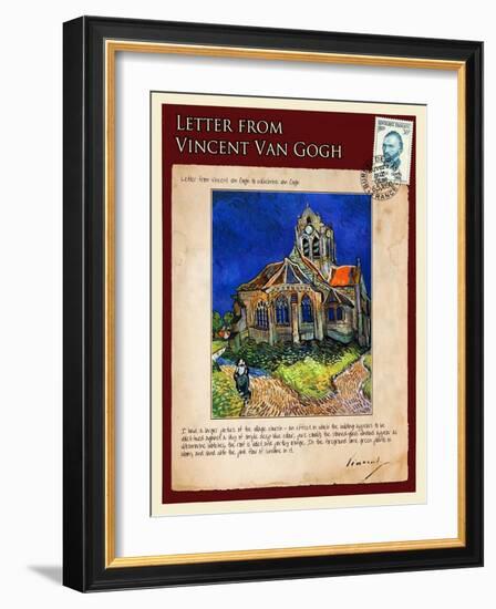 Letter from Vincent: Church at Auvers, C1890-Vincent van Gogh-Framed Giclee Print