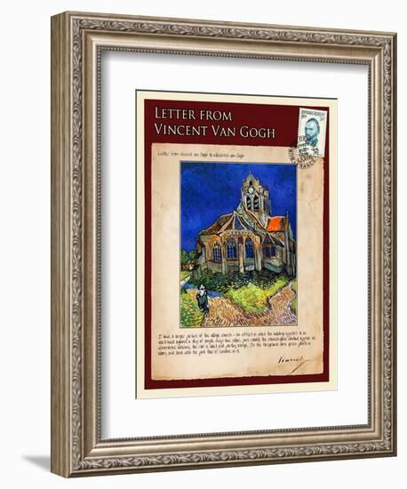 Letter from Vincent: Church at Auvers, C1890-Vincent van Gogh-Framed Giclee Print