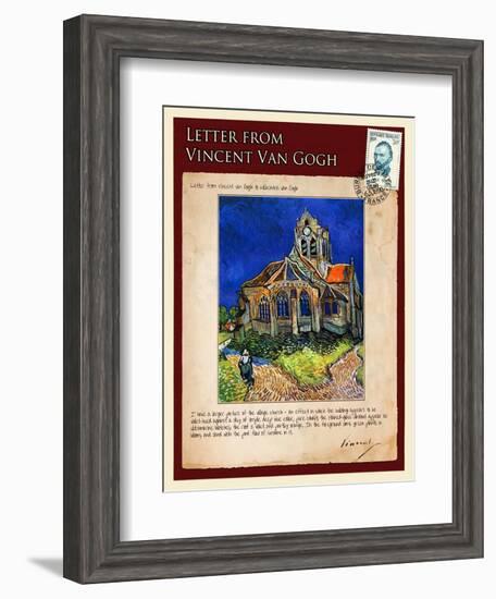 Letter from Vincent: Church at Auvers, C1890-Vincent van Gogh-Framed Giclee Print