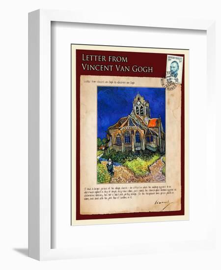 Letter from Vincent: Church at Auvers, C1890-Vincent van Gogh-Framed Giclee Print