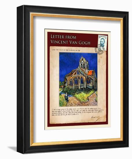 Letter from Vincent: Church at Auvers, C1890-Vincent van Gogh-Framed Giclee Print