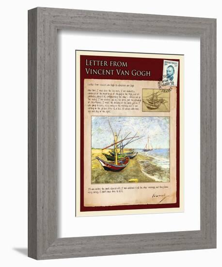 Letter from Vincent: Fishing Boats on the Beach at Saintes-Maries-Vincent van Gogh-Framed Giclee Print