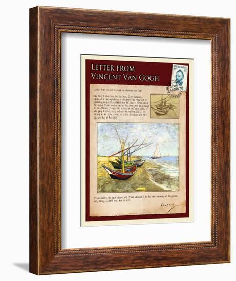 Letter from Vincent: Fishing Boats on the Beach at Saintes-Maries-Vincent van Gogh-Framed Giclee Print