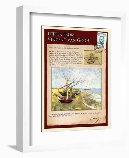 Letter from Vincent: Fishing Boats on the Beach at Saintes-Maries-Vincent van Gogh-Framed Giclee Print