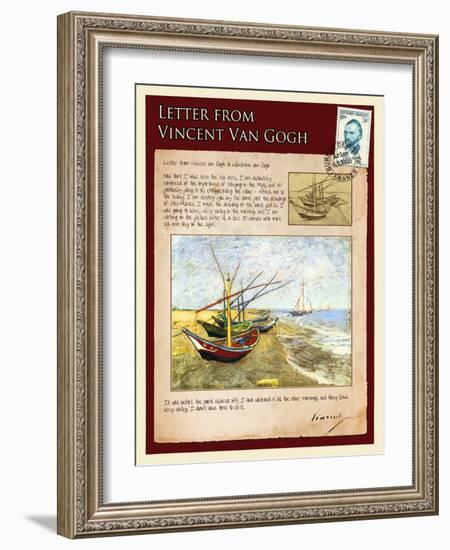 Letter from Vincent: Fishing Boats on the Beach at Saintes-Maries-Vincent van Gogh-Framed Giclee Print