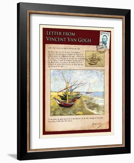 Letter from Vincent: Fishing Boats on the Beach at Saintes-Maries-Vincent van Gogh-Framed Giclee Print