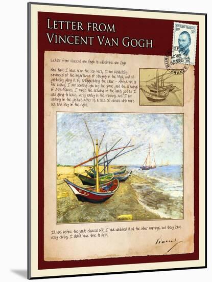 Letter from Vincent: Fishing Boats on the Beach at Saintes-Maries-Vincent van Gogh-Mounted Giclee Print