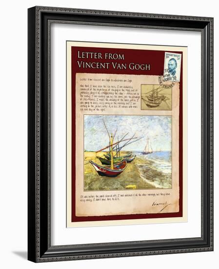 Letter from Vincent: Fishing Boats on the Beach at Saintes-Maries-Vincent van Gogh-Framed Giclee Print