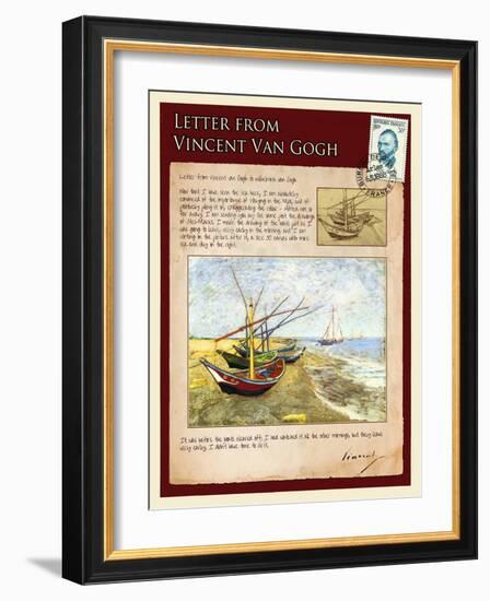 Letter from Vincent: Fishing Boats on the Beach at Saintes-Maries-Vincent van Gogh-Framed Giclee Print