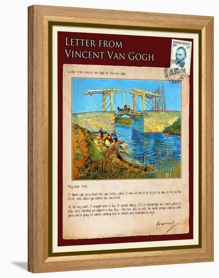 Letter from Vincent: Langlois Bridge at Arles with Women Washing-Vincent van Gogh-Framed Premier Image Canvas