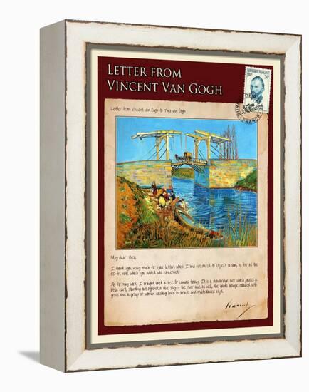 Letter from Vincent: Langlois Bridge at Arles with Women Washing-Vincent van Gogh-Framed Premier Image Canvas