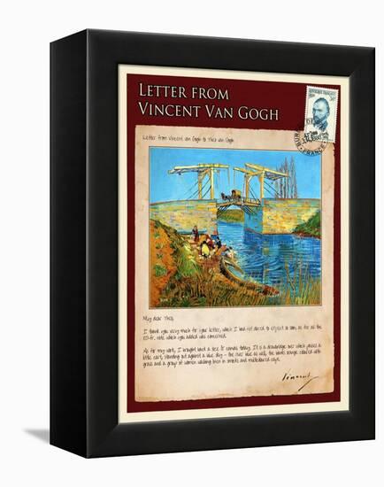 Letter from Vincent: Langlois Bridge at Arles with Women Washing-Vincent van Gogh-Framed Premier Image Canvas