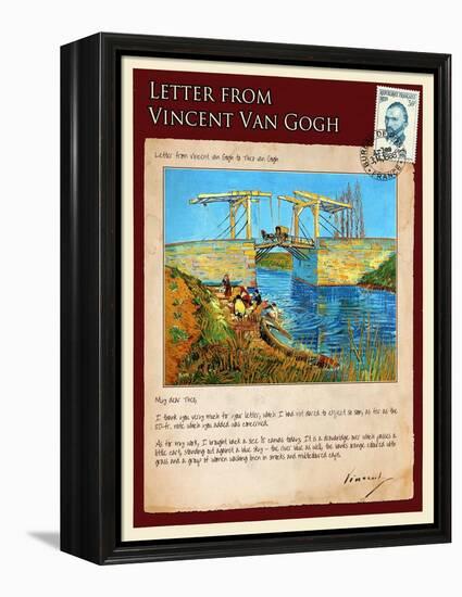 Letter from Vincent: Langlois Bridge at Arles with Women Washing-Vincent van Gogh-Framed Premier Image Canvas