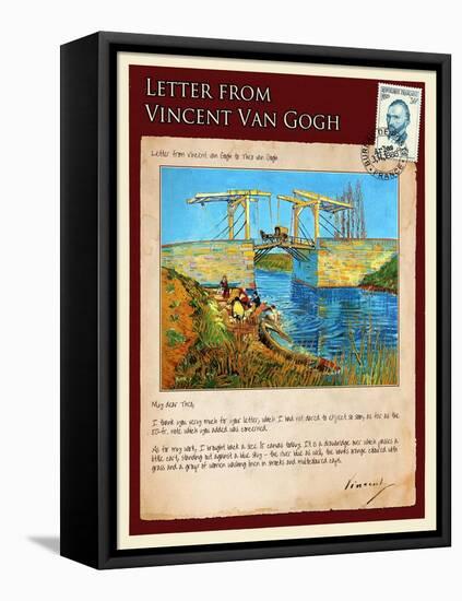 Letter from Vincent: Langlois Bridge at Arles with Women Washing-Vincent van Gogh-Framed Premier Image Canvas