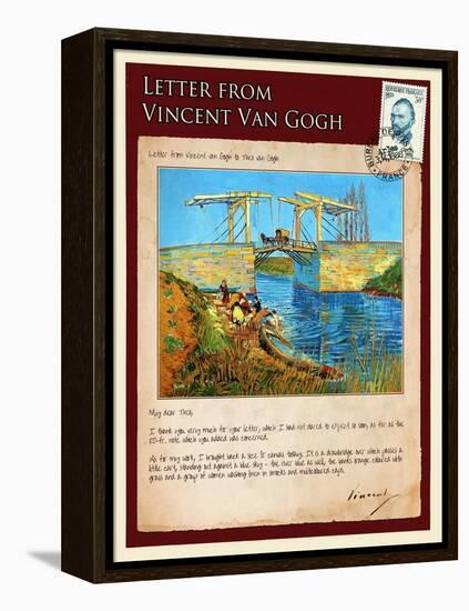 Letter from Vincent: Langlois Bridge at Arles with Women Washing-Vincent van Gogh-Framed Premier Image Canvas