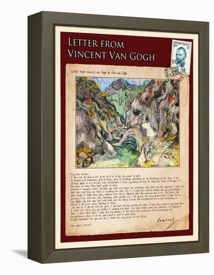 Letter from Vincent: Les Peiroulets Ravine-Vincent van Gogh-Framed Premier Image Canvas