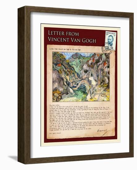 Letter from Vincent: Les Peiroulets Ravine-Vincent van Gogh-Framed Giclee Print