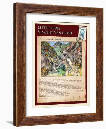 Letter from Vincent: Les Peiroulets Ravine-Vincent van Gogh-Framed Giclee Print