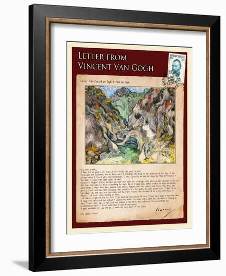 Letter from Vincent: Les Peiroulets Ravine-Vincent van Gogh-Framed Giclee Print