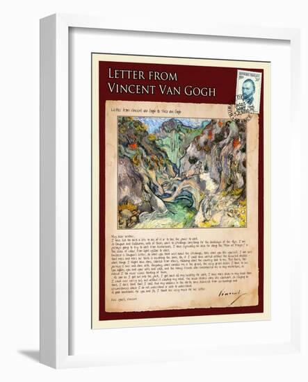 Letter from Vincent: Les Peiroulets Ravine-Vincent van Gogh-Framed Giclee Print