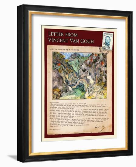 Letter from Vincent: Les Peiroulets Ravine-Vincent van Gogh-Framed Giclee Print